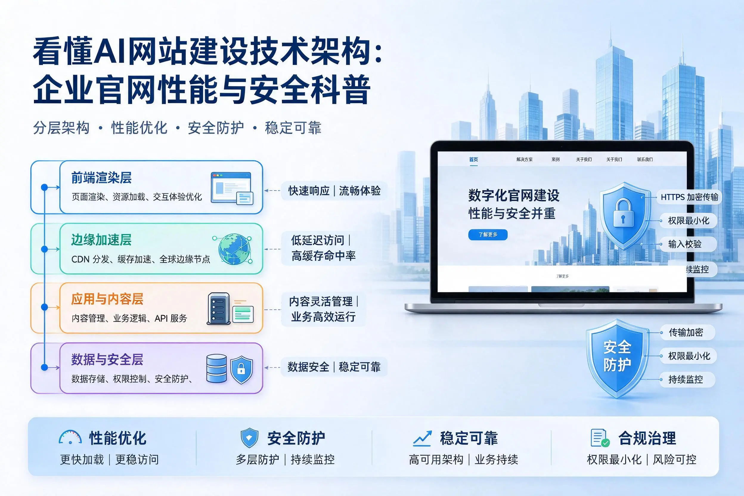 看懂AI网站建设技术架构:拉萨企业官网性能与安全科普