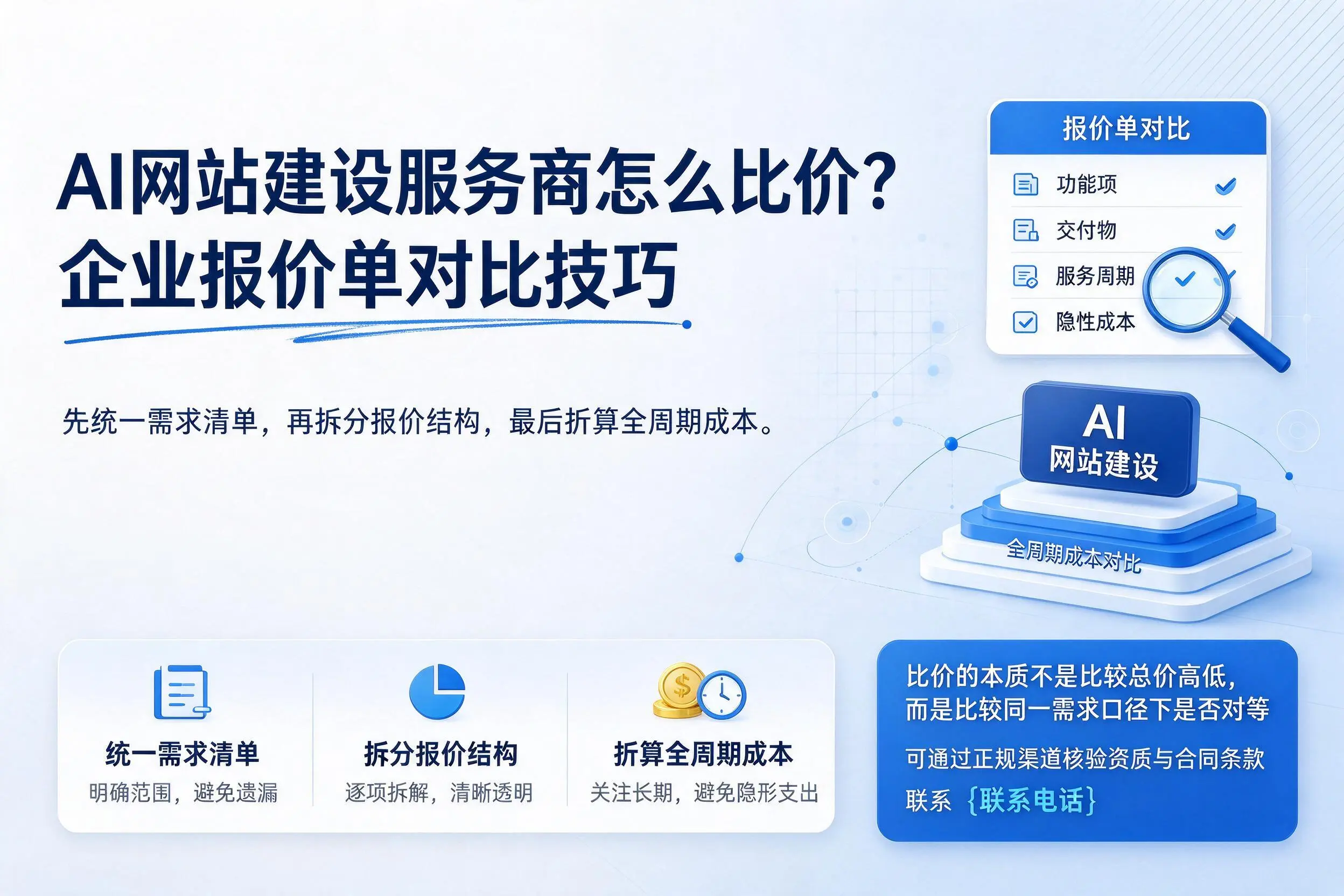 AI网站建设服务商怎么比价?拉萨企业报价单对比技巧