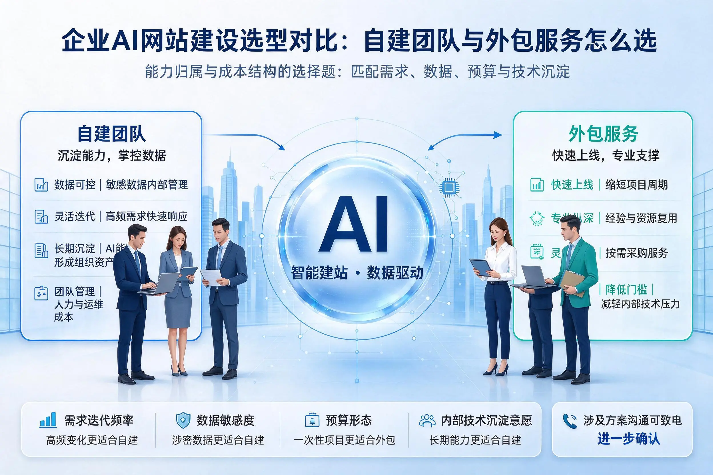 拉萨企业AI网站建设选型对比：自建团队与外包服务怎么选