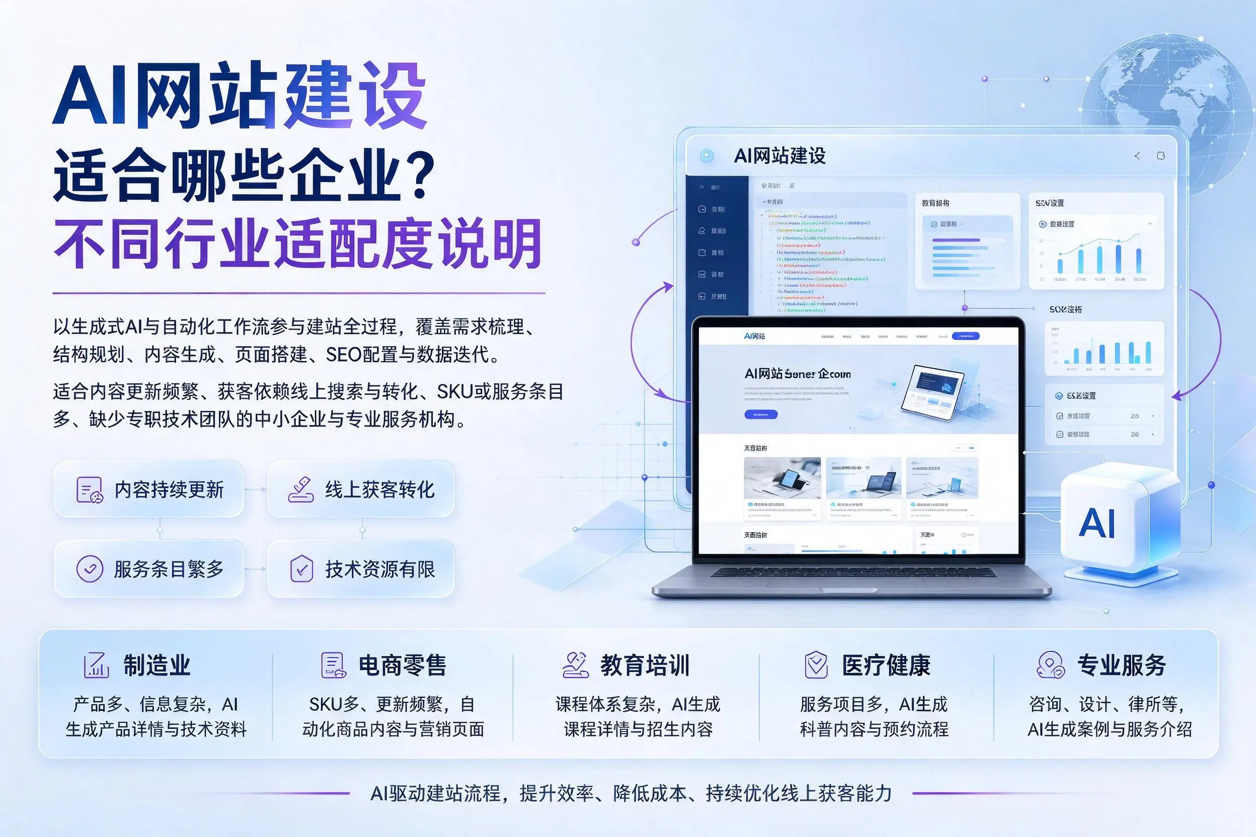 AI网站建设适合哪些企业？拉萨不同行业适配度说明